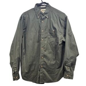 Gander Mountain Men Medium Olive Green Wrinkle Resistant Cotton Button Down